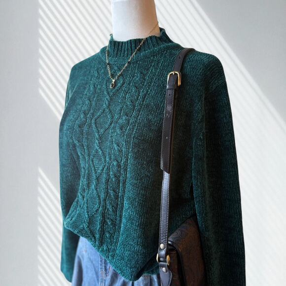 Vintage Alfred Dunner Teal Chenille Sweater - Picture 1 of 4